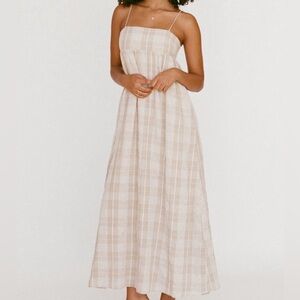 Sabo Skirt Beige Plaid Check Maxi Dress